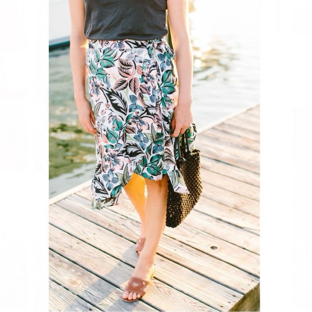 Voloshin X The Mom Edit linen floral Gigi Wrap Skirt